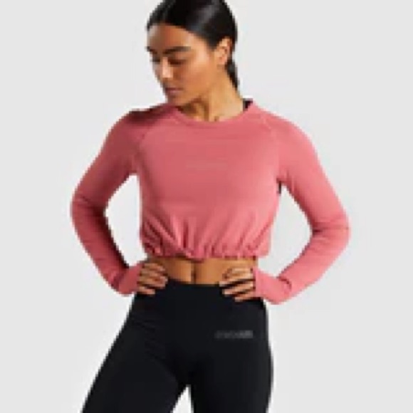 Gymshark Breeze Lightweight Seamless Long Sleeve Crop Top - Rose Slate - Picture 4 of 4